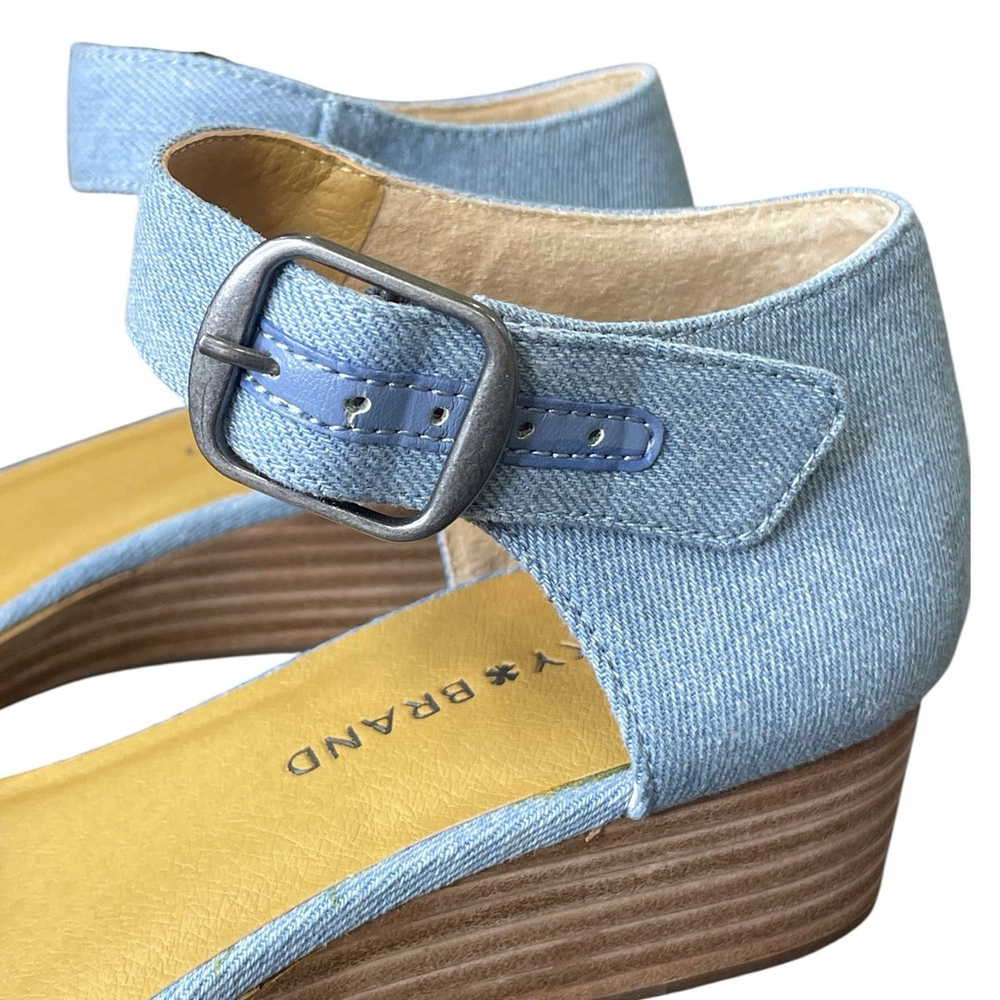 Lucky Brand Womens 8.5 Riamsee Wedge Sandals Ankle Strap Denim Summer Blue NWOT - Picture 8 of 15